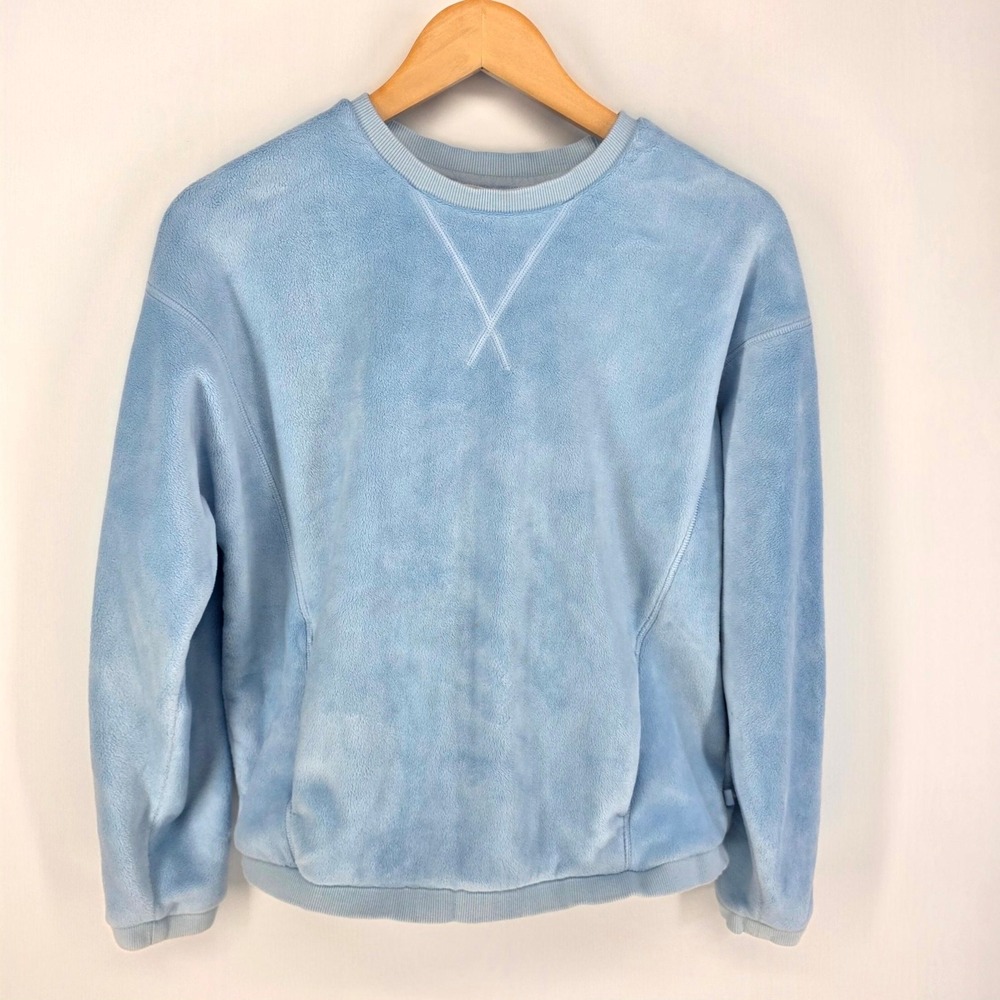 Athleta Girl Sweatshirt Girls XXL/16 Blue Fleece Crewneck Long Sleeve Cozy 8629